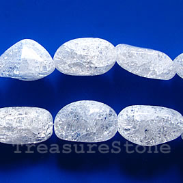 Bead, ice flake quartz, about 15x25mm nugget. Sold per 15.5-inch