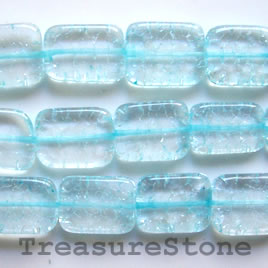 Bead, ice flake quartz, dyed, blue, 14x19mm rectangle. 16-inch