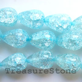 Bead, ice flake quartz, dyed, blue, 13x18mm rectangle. 15.5-inc