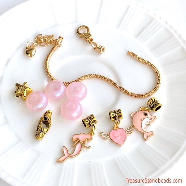 Interchangeable bracelet, gold, Pink, Each - Click Image to Close
