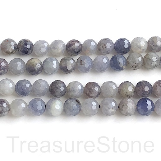 Bead, iolite, 8mm faceted round. 15-inch, 48pcs