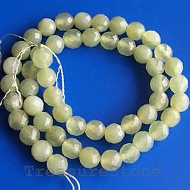 Bead, new jade, 6mm faceted round. 16-inch strand.