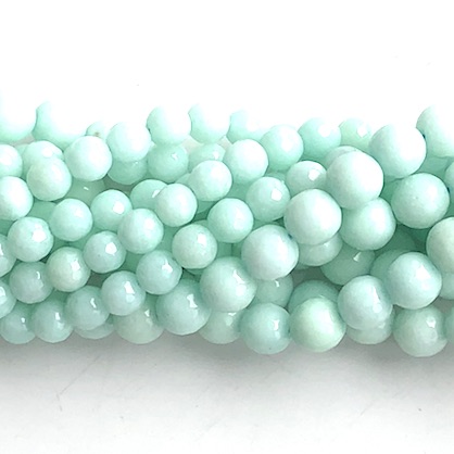 Bead, jade (dyed), mint, 8mm, faceted round. 14.5-inch, 45pcs