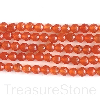 Bead, jade (dyed), orange, 8mm, faceted round. 14.5-inch, 47pcs