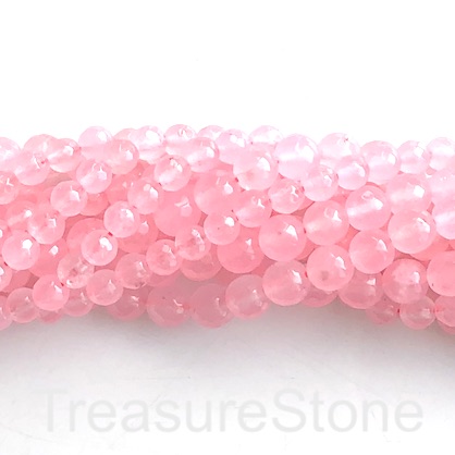 Bead, jade (dyed), pink, 8mm, faceted round. 14.5-inch, 47pcs