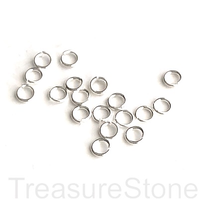 Jump Rings,brass,silver coloured,3.5mm,0.6mm thick,22 gauge. 100