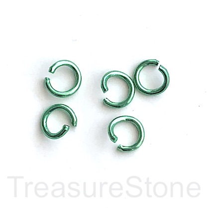 Jump Ring, aluminum, emerald green, 11mm, 2mm thick, 12 gauge.30