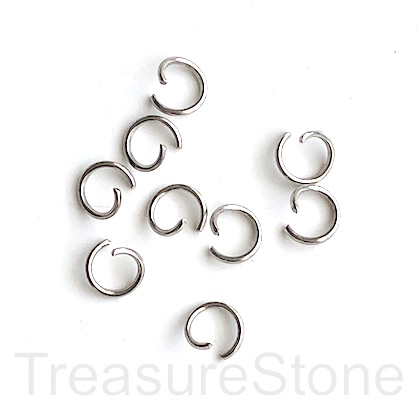 Jump Rings, steel, silver coloured,4mm,0.8mm thick, 20 gauge,100