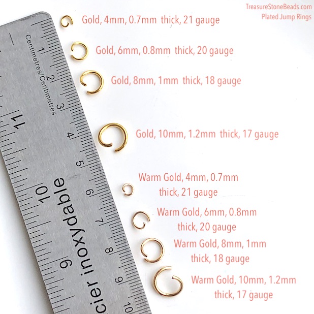Jump Rings, steel, gold, 4mm, 0.7mm/21gauge. 100pcs