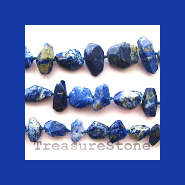 Bead, Lapis Lazuli, faceted nugget, about 10x15mm, 16.5-inch