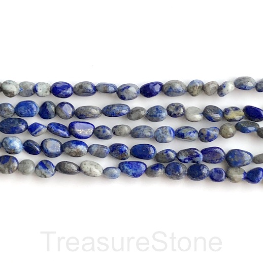 Bead, Lapis Lazuli, grade C, about 6x8mm nugget 2. 15.5 inch