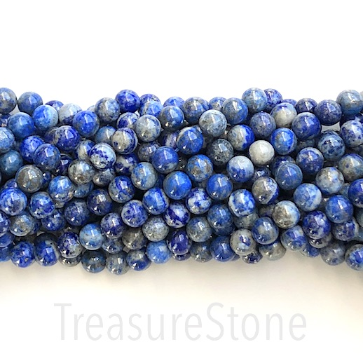 Bead, Lapis Lazuli, natural, grade B-, 8mm round. 15 inch, 46pcs