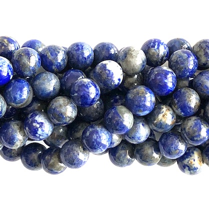 Bead, Lapis Lazuli, natural, grade B-,10mm round. 15 inch, 36pcs