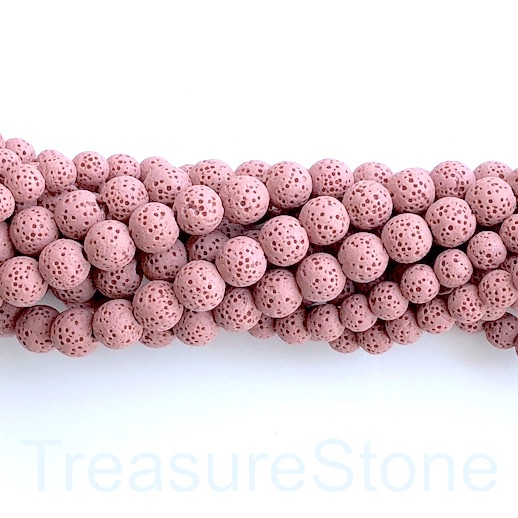 Bead, pink lava (dyed), about 6mm round. 15.5-inch, 65pcs