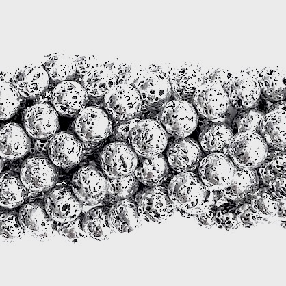Bead, antique silver plated lava, 8mm round. 15-inch, 44pcs
