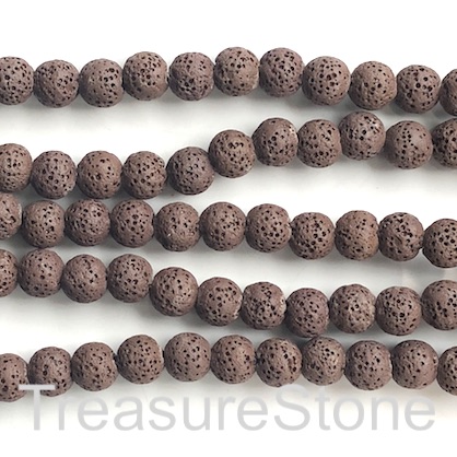 Bead, brown lava (dyed), 8mm round. 15.5-inch, 48pcs