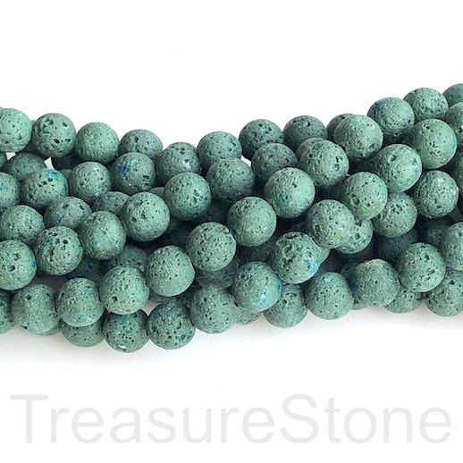 Bead, lava, mid green, 6mm round. 15-inch, 62pcs - Click Image to Close