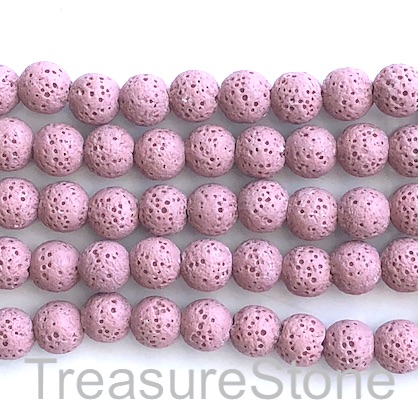 Bead, pink lava (dyed), about 8mm round. 15.5-inch, 49pcs
