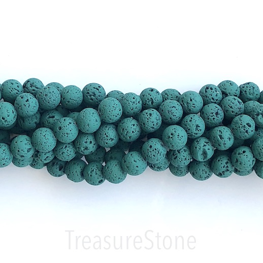 Bead,lava (plated),emerald green,rubber feel, 8mm round.15.5",44 - Click Image to Close