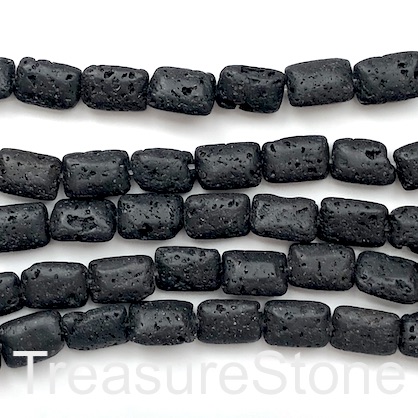 Bead, black lava, 8x12mm rectangle, 15.5-inch, 33pcs
