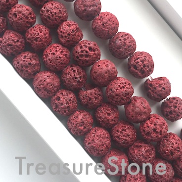 Bead, red lava, dyed, about 8mm round. 15.5 inch, 48pcs
