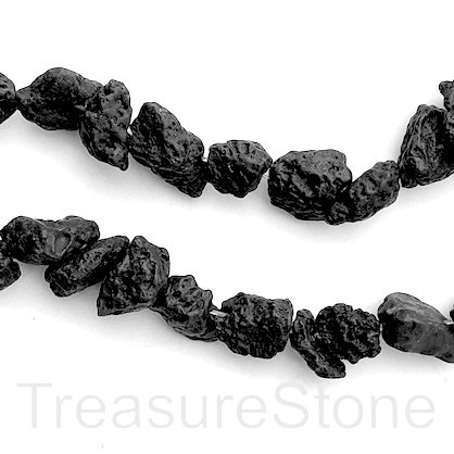 Bead, black lava, about 13mm rough nugget. 14.5-inch, 38pcs