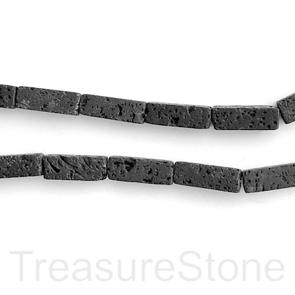 Bead, black lava, 7x20mm square tube. 15-inch, 19pcs