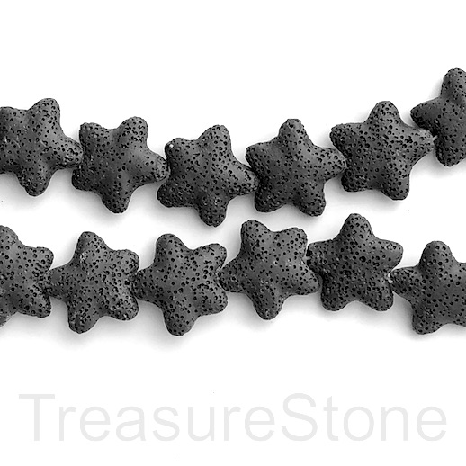 Bead, lava, 25mm star. pack of 18