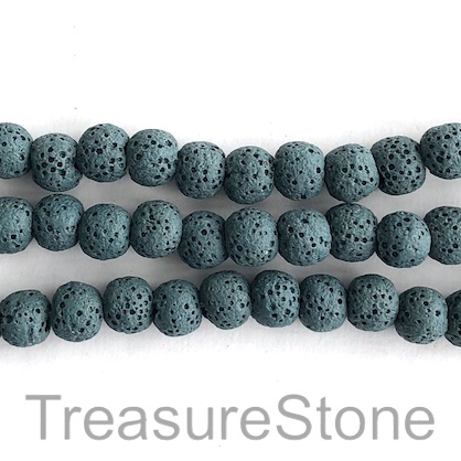 Bead, tilt blue lava (dyed), about 8mm round. 15.5-inch, 50pcs - Click Image to Close