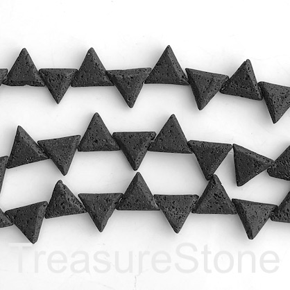 Bead, black Lava, 17mm top-drilled triangle. 12pcs.