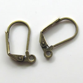 Earwire, bronze-plated brass, leverback with open loop. 7 pairs