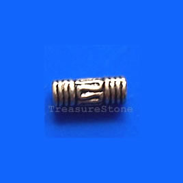 Bead, antiqued copper-finished, 3x8mm tube spacer. pkg of 20.