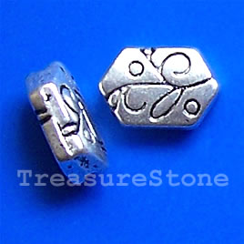 Bead, antiqued silver-finished, 7x11x4mm. Pkg of 12. - Click Image to Close