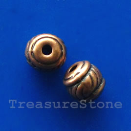 Bead, antiqued silver-finished, 6x5mm. Pkg of 25.