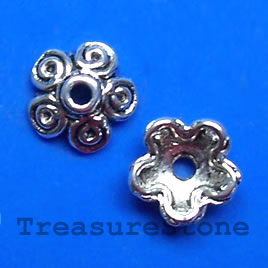 Bead cap, antiqued silver-finished, 10x4mm. Pkg of 15