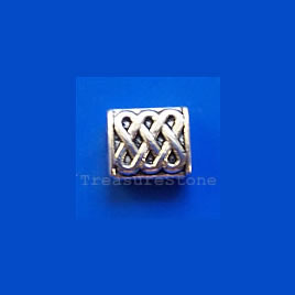 Bead, antiqued silver-finished, 8x9x4mm. Pkg of 12