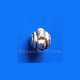 Bead, antiqued silver-finished, 5mm. Pkg of 25.