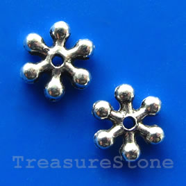 Bead, silver-finished, 8mm daisy spacer. Pkg of 15