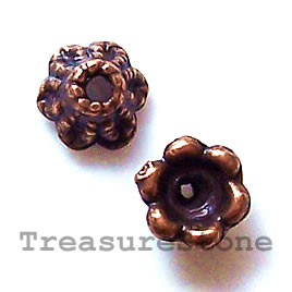 Bead cap, antiqued silver-finished, 7mm. Pkg of 20