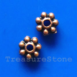Bead, antiqued copper-finished, 4mm daisy spacer. pkg of 25