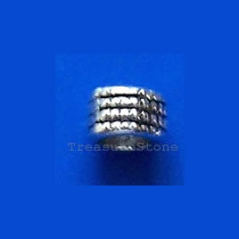 Bead, antiqued silver-finished, 4mm tube. Pkg of 25.