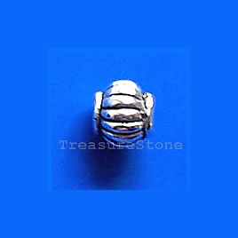 Bead, antiqued silver-finished, 5mm lantern. Pkg of 25. - Click Image to Close