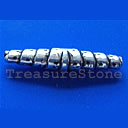 Bead, antiqued silver-finished, 5x25mm. pkg of 8.