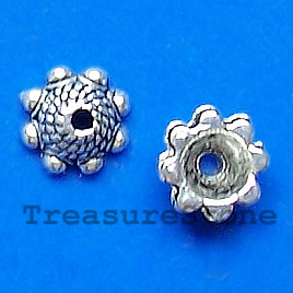 Bead cap, antiqued silver-finished, 8x3mm. Pkg of 15 - Click Image to Close
