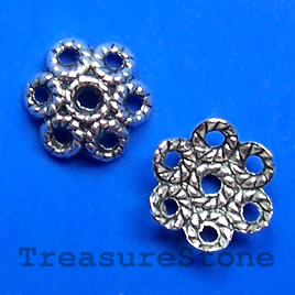 Bead cap, antiqued silver-finished, 13x5mm. Pkg of 10