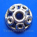 Bead cap, antiqued silver-finished, 9mm. Pkg of 15