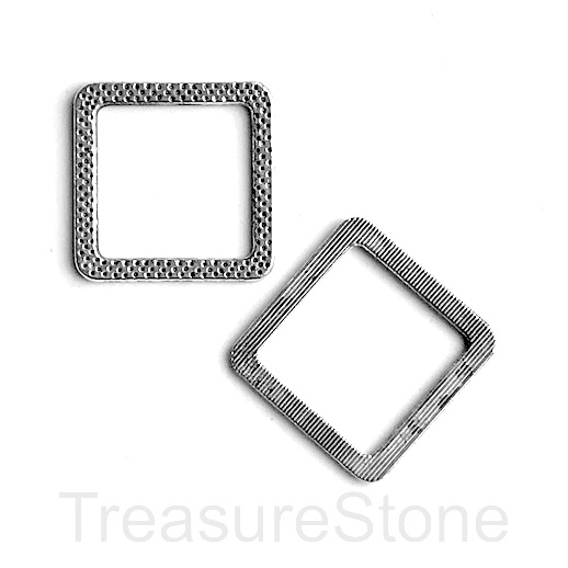 Pendant/charm, silver-finished, 31/24mm open square. 5pcs