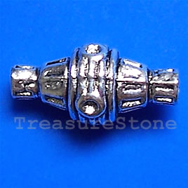 Bead, antiqued silver-finished, 9x18mm. Pkg of 8.