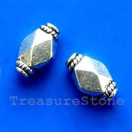 Bead, antiqued silver-finished, 8x12mm. Pkg of 12