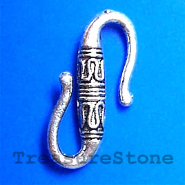 Clasp,S-hook, antiqued silver-finished,23x10mm. Pkg of 8.